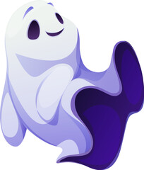 Canvas Print - Cartoon Halloween ghost character, scary spooky personage, horror evil monster. Adorable vector smiling phantom with a mischievous charm, playfully frightens adding friendly twist to the holiday night