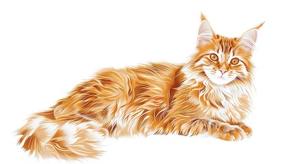 Wall Mural - Orange Tabby Cat in Papercut Style.