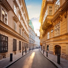 Wall Mural - narrow street in Vienna, AI generated