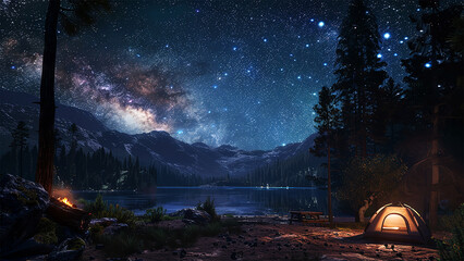 camping at night