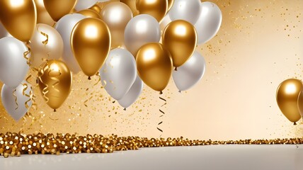 a collection of gold celebration balloons