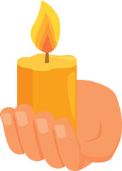Wall Mural - hand gently holding a burning candle, symbolizing hope, support, and remembrance