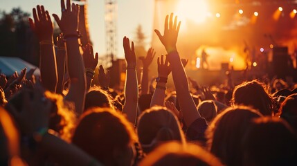 Cheerful Crowd at a Music Festival