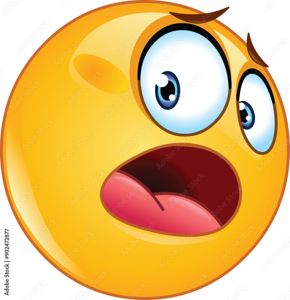 Horrified emoji emoticon looking back Stock Vector | Adobe Stock