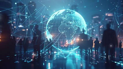 Wall Mural - business background. business teams working together on global networks and connectivity. digital wo