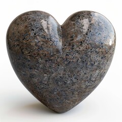 Wall Mural - Stone Heart, Polished Granite Heart, Pebble Love Symbol 3d Imitation, White Background