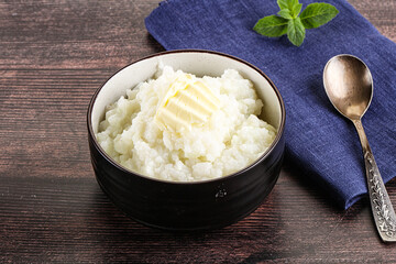 Wall Mural - Homemade rice porridge with butter