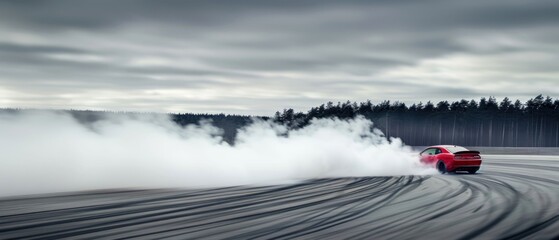 Wall Mural - Car Drifting on Track. Generative ai.