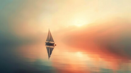 Wall Mural - Sailboat at Sunset