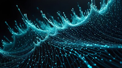A blue wave with many small dots on it