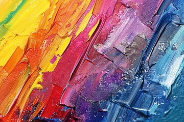 Poster - Close-up of a painting with vibrant colors and splattered paint, perfect for use in art-themed projects or designs