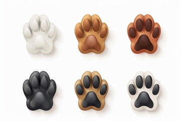 Wall Mural - Paw footprint icon, animal foot print, dog step, wolf trail, bear trace silhouette, paw footprint on white