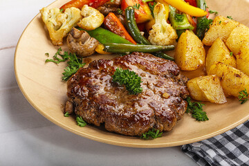 Wall Mural - Roasted beef steak with potato