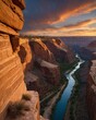 © sevenSkies - canyon with narrow passage sunset backgroundvertical background vertical shot