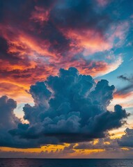 Canvas Print - colorful clouds in the blue sky backgroundvertical background vertical shot