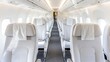 © Neural Canvas - A spacious and modern interior of an airplane cabin showcasing empty seats and a bright atmosphere.
