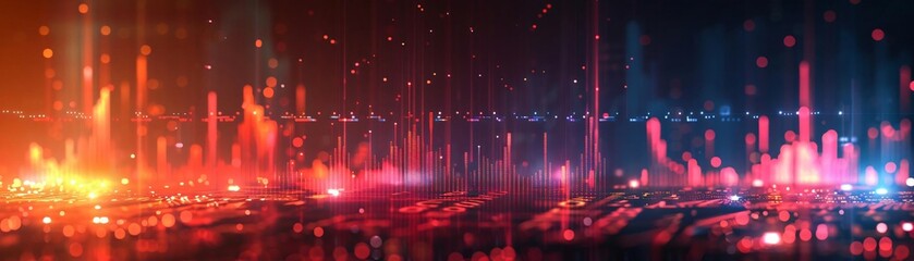 Wall Mural - vibrant abstract light patterns create a dynamic digital landscape, perfect for technology and desig