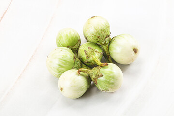 Poster - Small organic young green round eggplant