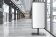 © Vlad - Sign Stand. Vertical Metal Billboard for Blank White Poster in Indoor Lobby Display