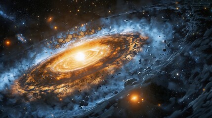 Wall Mural - stunning depiction of a spiral galaxy, filled with stars, nebulae, and dust. the vibrant colors and 