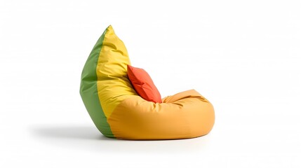 A contemporary bean bag chair in a vibrant color, ideal for a casual and cozy space, isolated on white background