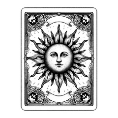 Wall Mural - game card with sun design and ornamental frame