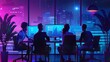 © Ariep - Nighttime Cityscape with a Team Working in an Office