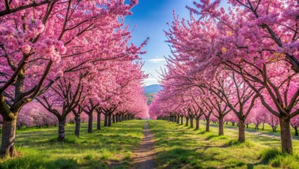 Wall Mural - Pink Blossom Path, Spring, Cherry Trees, Nature, Flowers