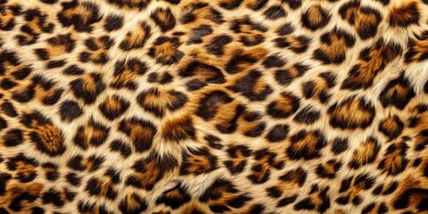 Richly detailed faux leopard print fur texture background with subtle sheen, intricate pattern, and soft, velvety appearance, ideal for fashion and design projects.