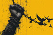 © Abul - hand breaking free from chains. Chain turns to birds. 3D Rendering