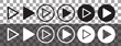 © Witty - Play Icon set. Start audio or video button symbol. Play button vector sign collection in black and white colors on transparent background.