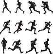 © Nazia - Silhouette vector of runners, boys in different running positions