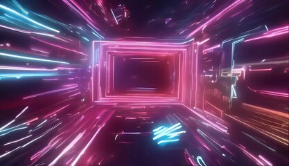 Wall Mural - neon technology shape background background lines design techno Colorful abstract glowing Abstract Digital vector geometric Futuristic