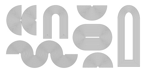 Wall Mural - Mid century line arch elements, modern geometric shapes. Contemporary design, minimalist art.
