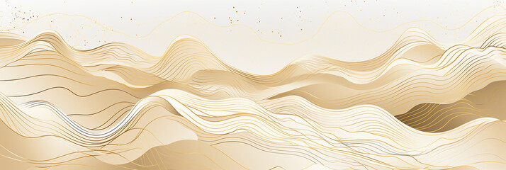 Wall Mural - Modern Line Art Waves and Mountains