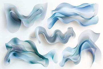 Canvas Print - A set of four abstract waves on a white surface