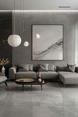 Wall Mural - A comfortable sitting area with a couch and table