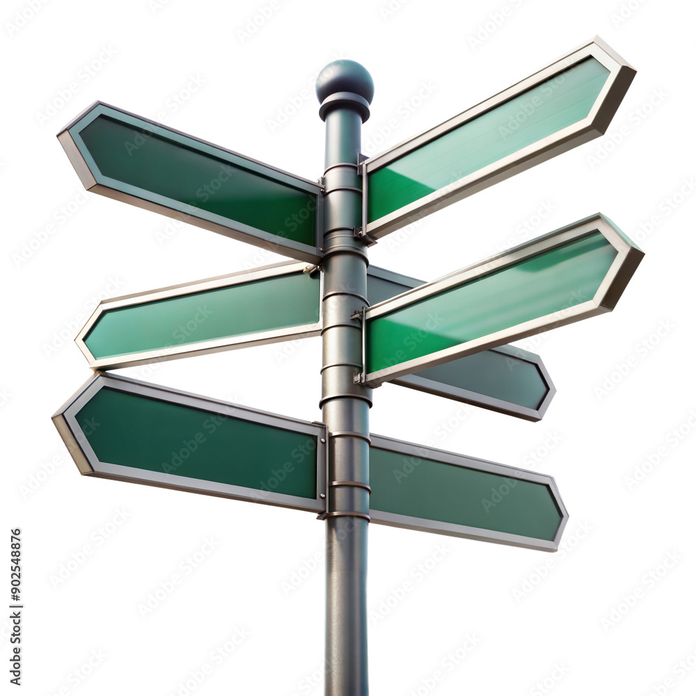 Multi-directional signpost with blank arrows, representing choices and ...