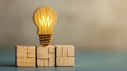 wooden light bulb on blocks with the word idea - concept for innovation, creativity, and inspiration