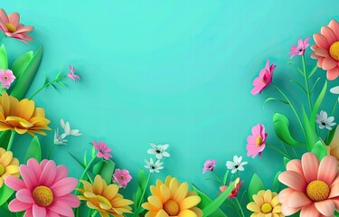 Poster - Colorful Floral Background with Space for Text