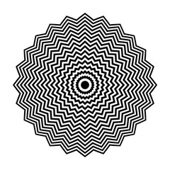 Sticker - Abstract Radial Circle Concentric Zig Zag Lines Pattern. 