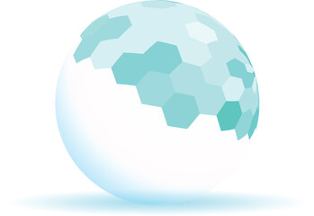 Wall Mural - white sphere is partially covered with a honeycomb pattern glowing from within, suggesting futuristi