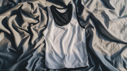 Poster - A white tank top sits on top of a bed, perfect for everyday use or as a decorative accent