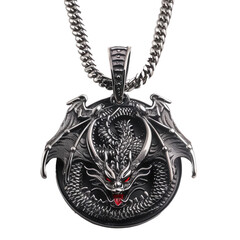 Wall Mural - A detailed pendant with a dragon emblem on transparent background