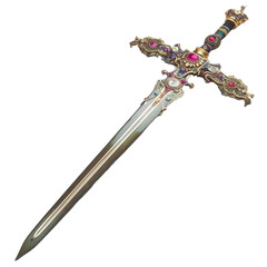 Wall Mural - A detailed sword with a jeweled hilt on transparent background
