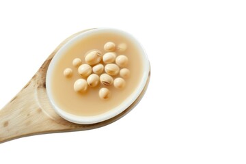 Poster - A wooden spoon filled with a warm bowl of soup