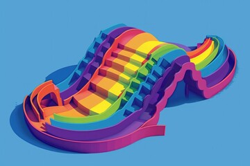 Poster - A colorful water slide set against a bright blue background