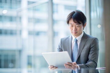 Poster - プロジェクト提案書を検討する日本人ビジネスマン
