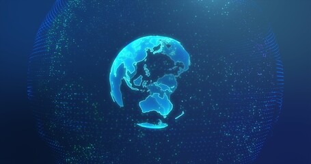 Wall Mural - Digital earth made up of dots. Global network and digital data technology concepts.