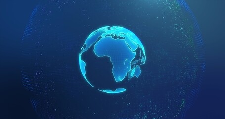 Wall Mural - Digital earth made up of dots. Global network and digital data technology concepts.